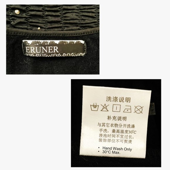 ERUNER 2-pc Set Black Tunic Long Sleeved Round Neck w/ matching Scarf M-L - Picture 10 of 15